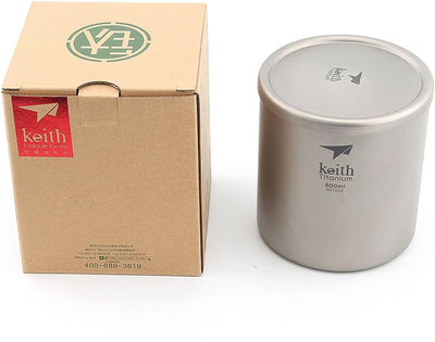 Keith 220 ml / 600 ml Titan Becher Saugnapf Doppelwandig Ultraleicht Titan Becher Tassen Leichte Tra