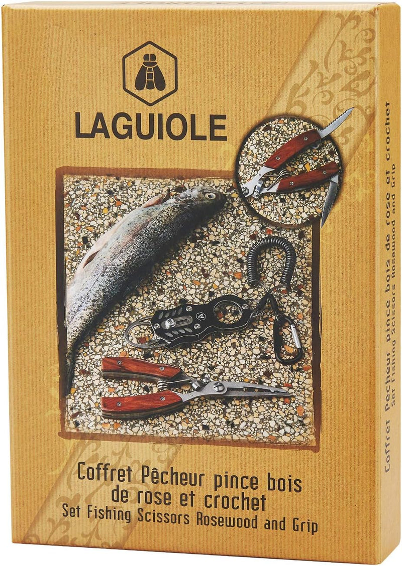 LAGUIOLE - Laguiole 4268483 Fischerkiste mit einer Zange (22 cm) und einem Edelstahlhaken mit braune