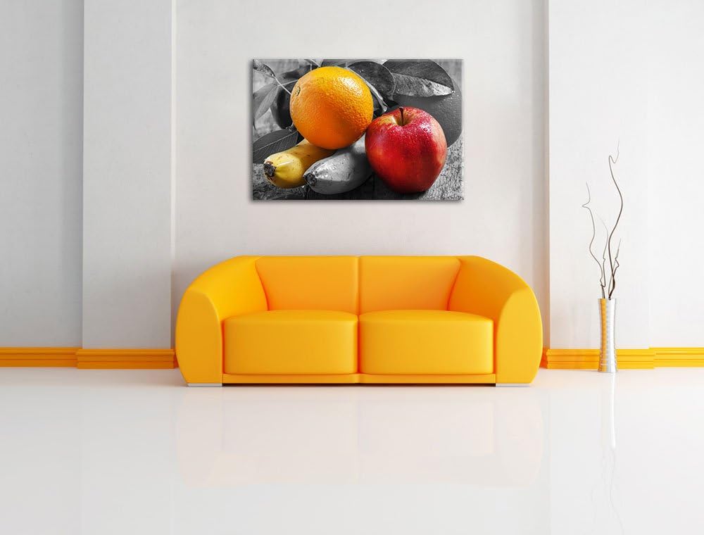Apfel, Banane, Orange und Co. schwarz/weiss Format: 100x70 auf Leinwand, XXL riesige Bilder fertig g