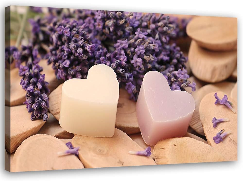 Feeby Wanddeko Herzen Leinwandbild Kunstdruck für Wohnung Violett 90x60 cm M14328 90x60 cm, M14328 9