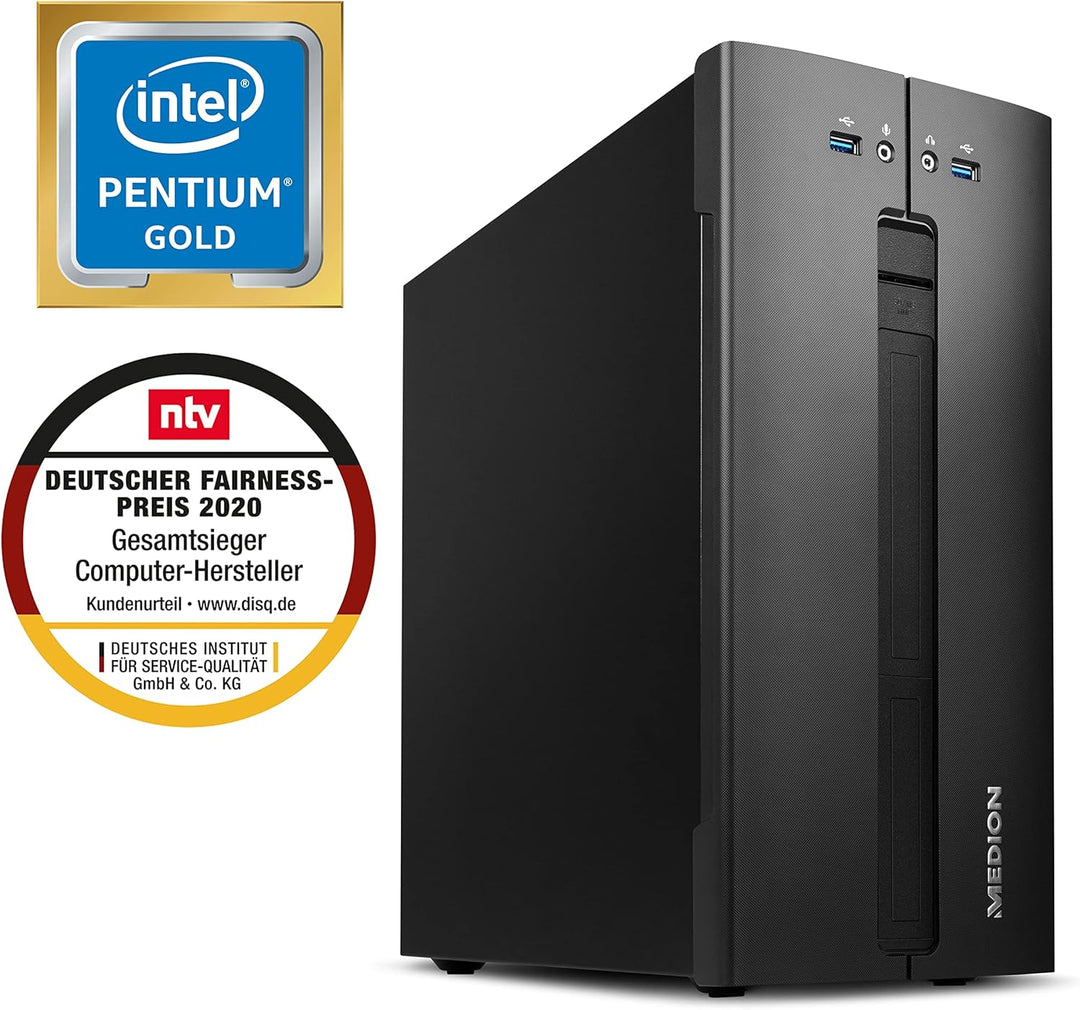 MEDION E22010 Desktop PC (Intel Pentium Gold G6405, 512GB SSD, 8GB DDR4 RAM, Intel UHD Grafik, Win 1