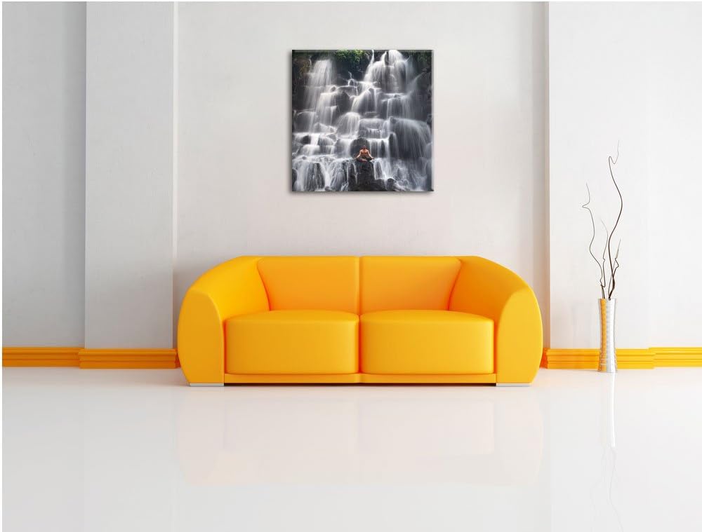 Pixxprint Ruhe und Yoga am Wasserfall Kanto Lampo in Bali, Format: 70x70 auf Leinwand, 70x70
