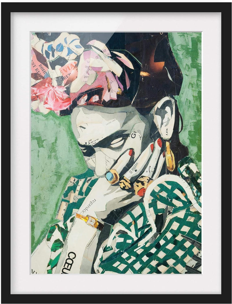 Bild mit Rahmen - Frida Kahlo - Collage No.3 - Rahmenfarbe Schwarz, 100 x 70 cm 100cm x 70cm Schwarz