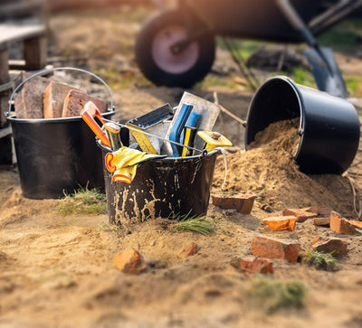 KADAX Baueimer aus Kunststoff, 5l, Mörteleimer für Garten, Baustelle, Eimer mit Griff, Wassereimer,