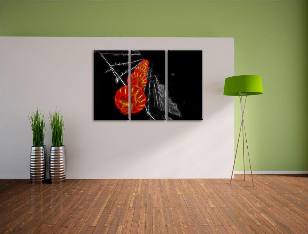 Dark klassische chinesische Lampions schwarz/weiss Spezial 3-Teiler Leinwandbild 120x80 Bild auf Lei