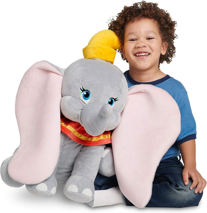 Disney Store Grosses Kuscheltier Babyelefant Dumbo, 58 cm, sitzendes Plüschtier mit plastisch geform