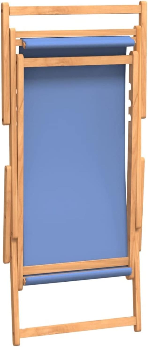 Tidyard Strandstuhl Klappbar Massivholz Teak Blau Klappstuhl Campingstuhl Gartenstuhl Strandliege Li