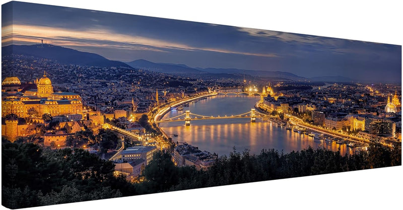 Bilderwelten Leinwandbild - Blick über Budapest - Panorama Quer, 40cm x 120cm, 40cm x 120cm