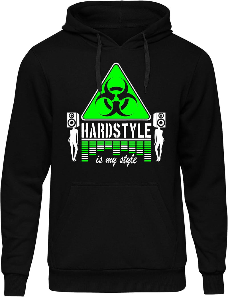 Hardstyle is My Style Männer und Herren Kapuzenpullover | Hardcore Musik Minimal Geschenk | M6 (Schw