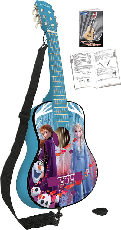 Lexibook Disney Frozen Eiskönigin ELSA Akustikgitarre hölzern, Lernanleitung enthalten, Blau/Lila, K
