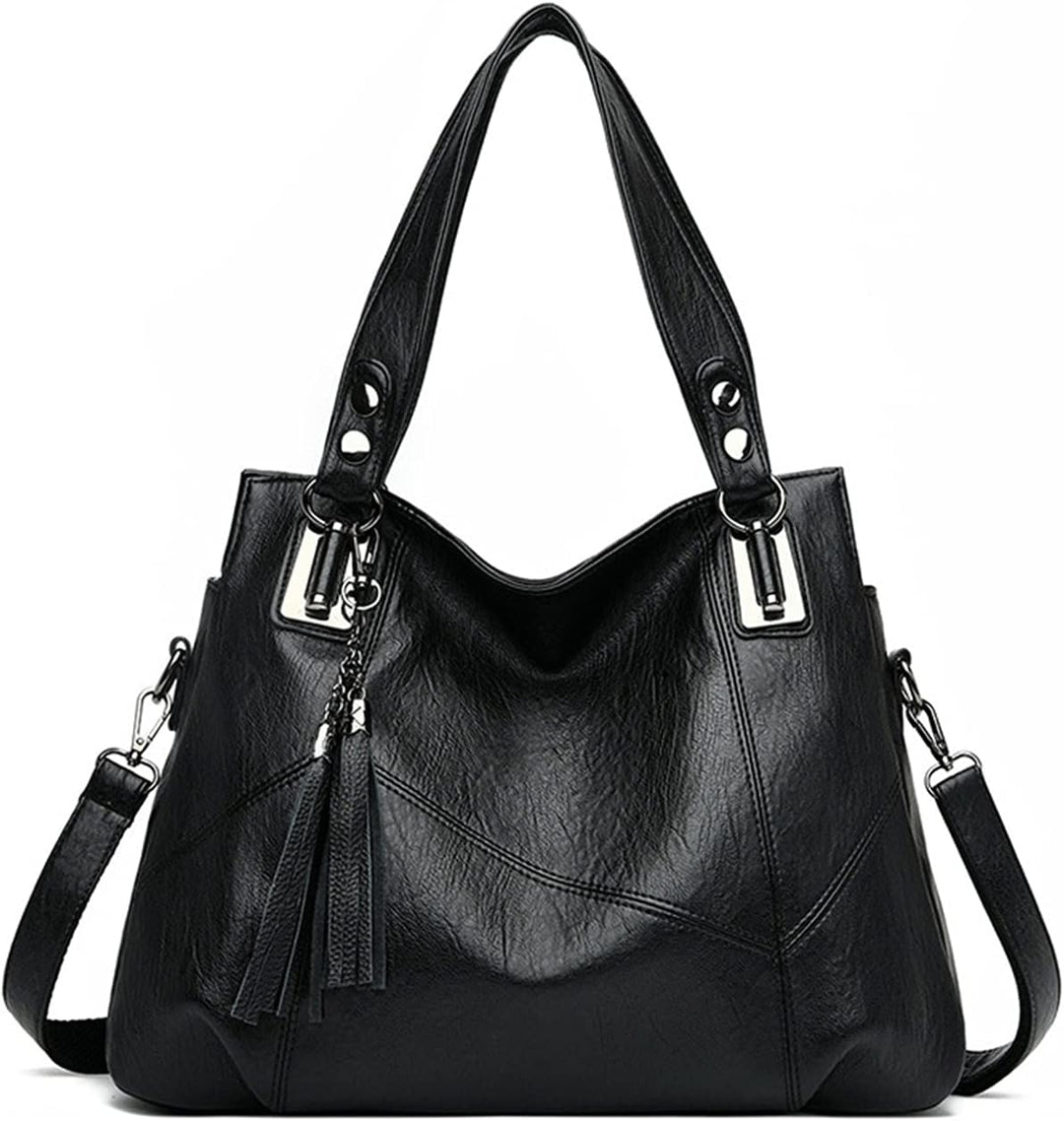 PORRASSO Damen Handtasche Mode Hobo Schultertasche Frauen Umhängetasche Grosse PU Leder Henkeltasche