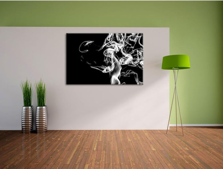 Pixxprint Monocrome, Dark Rauch in der Dunkelheit, Format: 100x70 auf Leinwand, 100x70