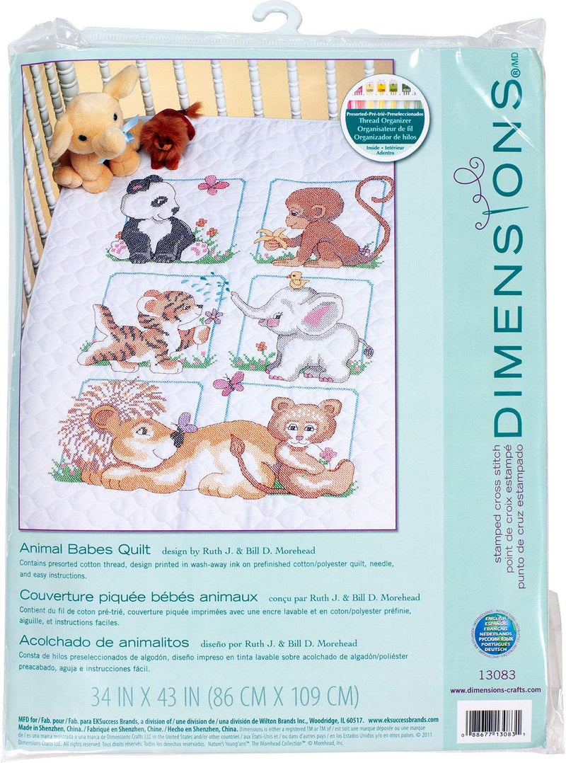 Dimensions Quilt-Set Kreuzstich (inkl. Vorlage, Nadel und Anleitung), Animal Babes, Braun Animal Bab