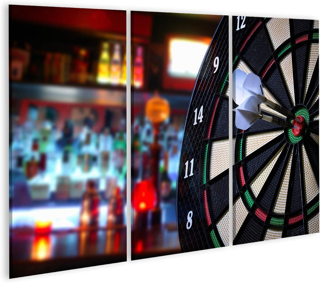 Bild Bilder auf Leinwand Darts Wandbild Poster Leinwandbild RSK 130x80cm - 3 Teile, 130x80cm - 3 Tei