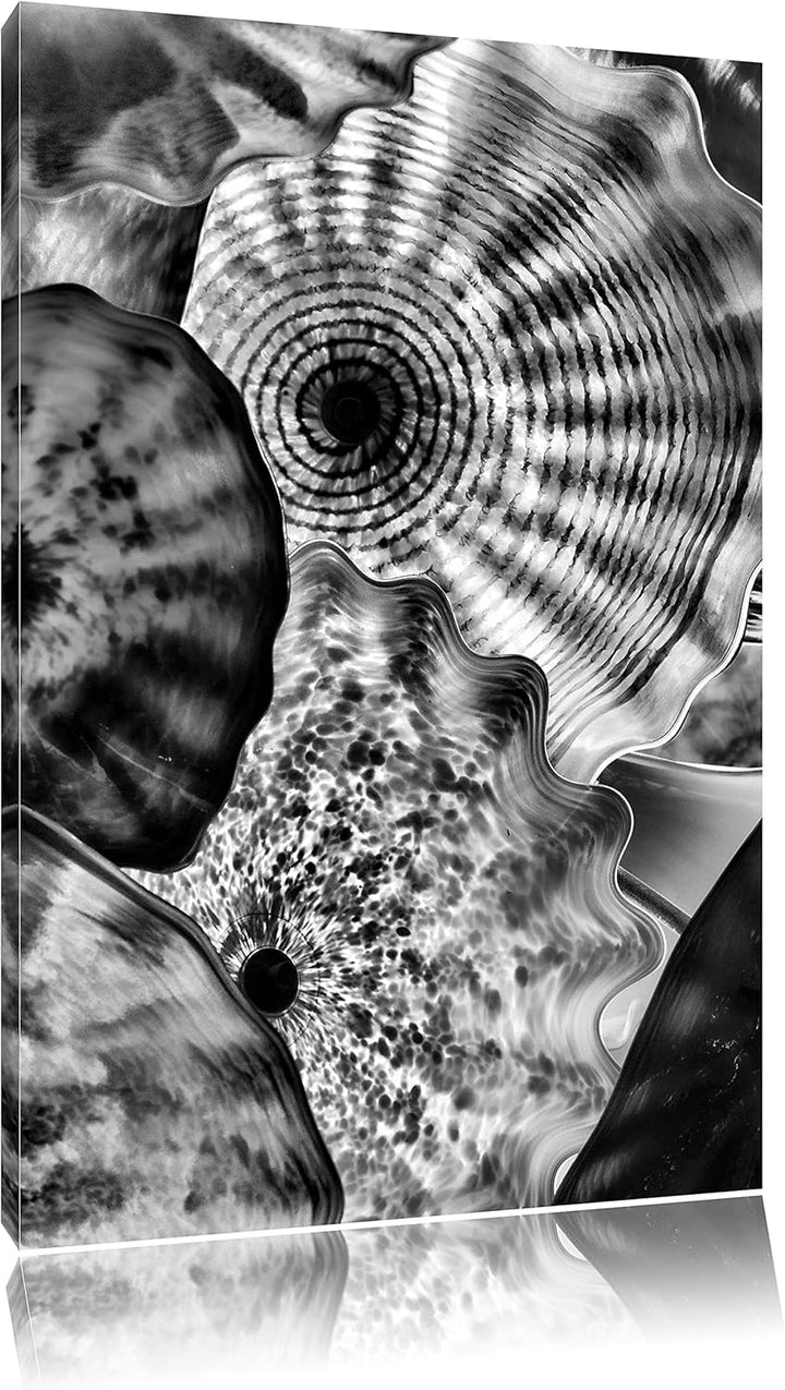 Monocrome, bunte Quallen, Format: 100x70 auf Leinwand, XXL riesige Bilder fertig gerahmt mit Keilrah