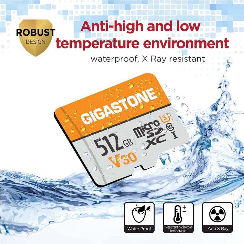 Gigastone 512GB MicroSDXC Speicherkarte 2er-Pack + SD Adapter, für Kamera, PC, Laptop und Tablet, Le