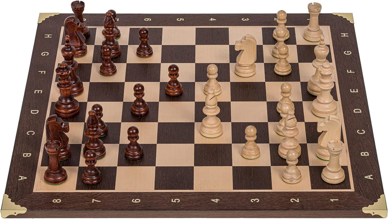 Square - Pro Schach Set Nr. 6 - SCHWEDEN - Schachbrett - Wenge/Bergahorn + Schachfiguren Staunton 6