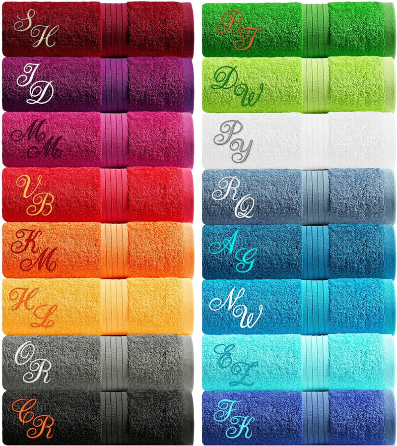 Lashuma Badehandtuch 100x150 Bestickt mit Monogramm, Handtuch Blau - Aquamarin, Serie: Linz 100 x 15