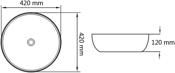 yorten Waschbecken Keramik mit Glasierter Oberfläche Waschtisch Waschplatz Waschschale Rund 42 x 12
