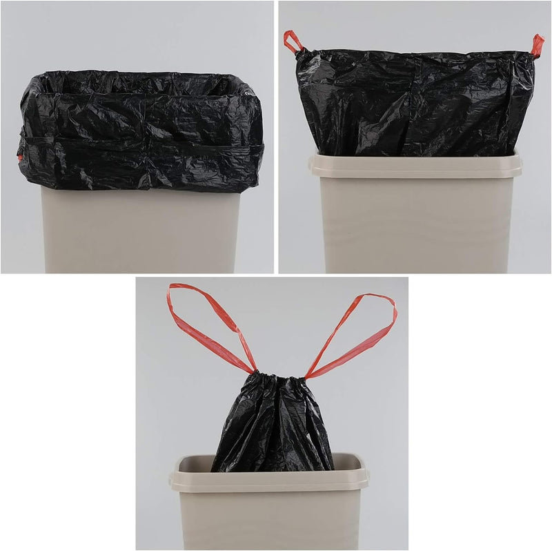 Xowine 30 L Müllsäcke mit Kordelzug, Küchen-kordelzug Müllsäcke, Schwarz Müllbeutel Taschen, 105 Beu