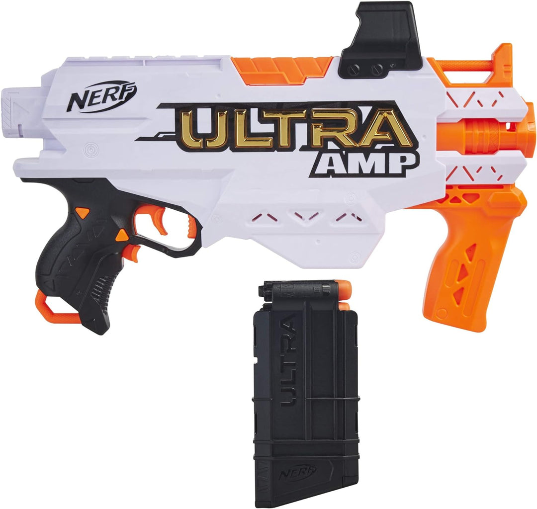 NERF Ultra Amp Motorized Blaster, 6-Dart Clip, 6 Ultra Darts, Compatible Only Ultra Darts