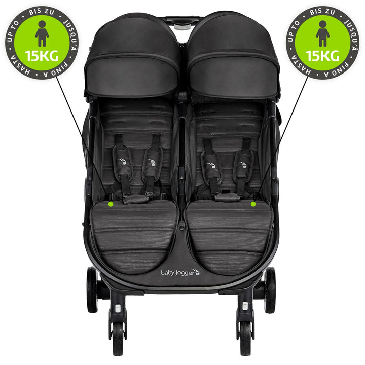 Baby Jogger City Tour 2 Double Geschwisterwagen Zwillingswagen für Reisen | leichter, zusammenklappb
