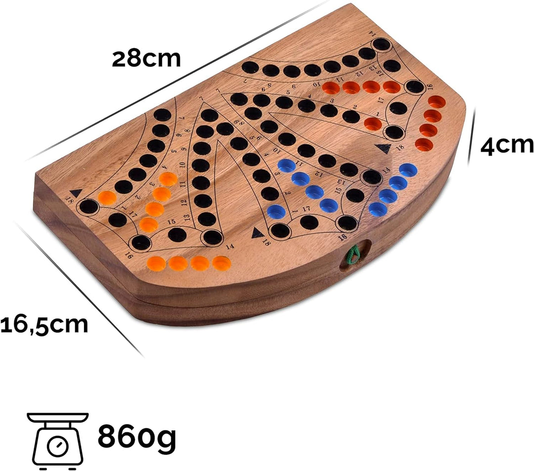LOGOPLAY Tock für 4 oder 6 Spieler - Gesellschaftsspiel mit Spielkarten - Brettspiel aus Holz mit zu