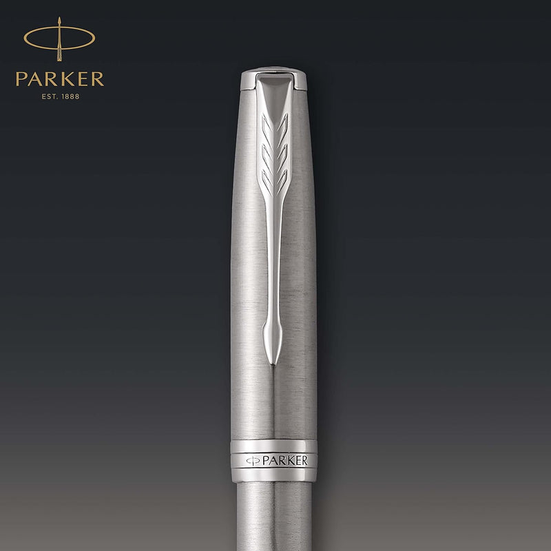 Parker Sonnet Füller | Edelstahl mit Palladiumzierteilen | Füllfederhalter mit mittlerer Feder | Ges