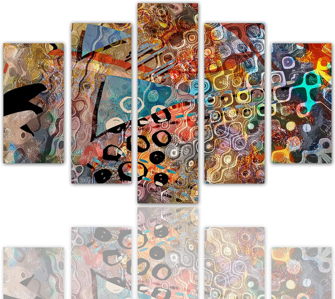 Feeby Leinwandbild 5-teilig Abstrakt Bild Wanddeko Grafik Design mehrfarbig 150x100 cm Leinwandbild