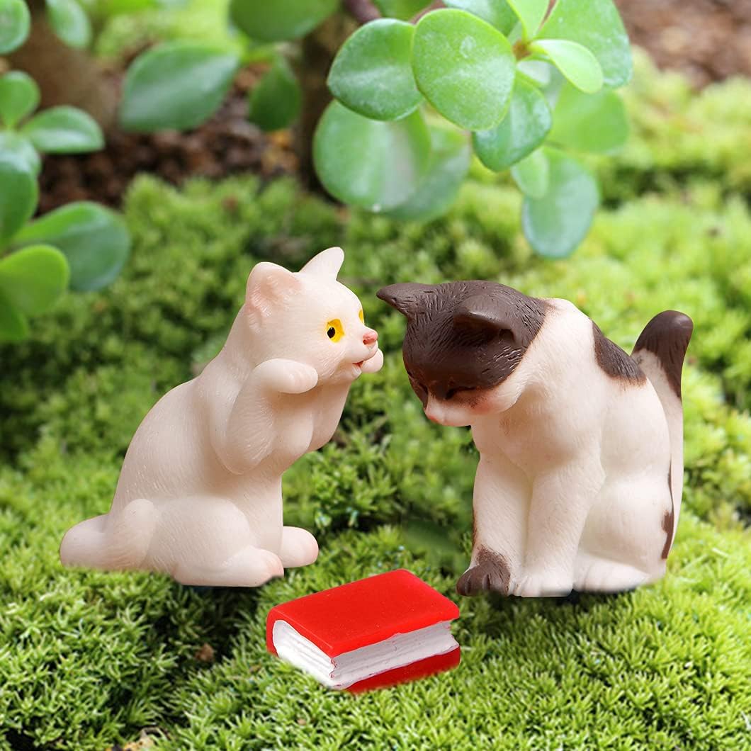 Rolin Roly 15Pcs Mini Katzen Figuren Harz Landschafts Decoration Miniatur Garten Figuren Micro Lands