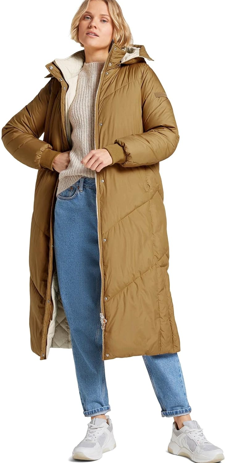 TOM TAILOR Denim Damen Jacken Maxi Puffermantel zum Wenden Fudge Brown,XL,24010,8000