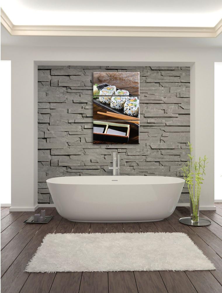 Pixxprint Delikate Inside Out Sushi Rollen als Leinwandbild | Grösse: 3 Teilig (120x80) | Wandbild|