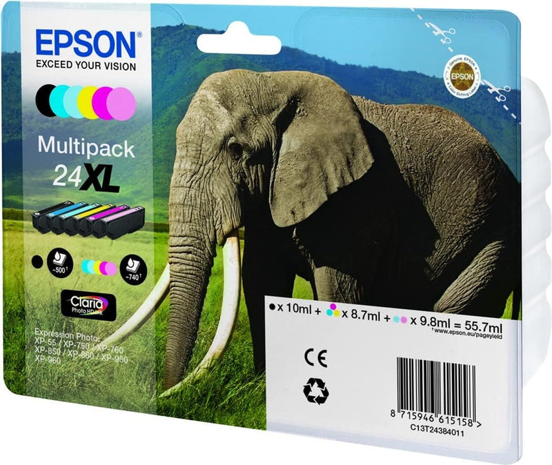 Epson Original 24XL Tinte Elefant (XP-750, XP-850, XP-950, XP-55, XP-760, XP-860, XP-960, XP-970), M