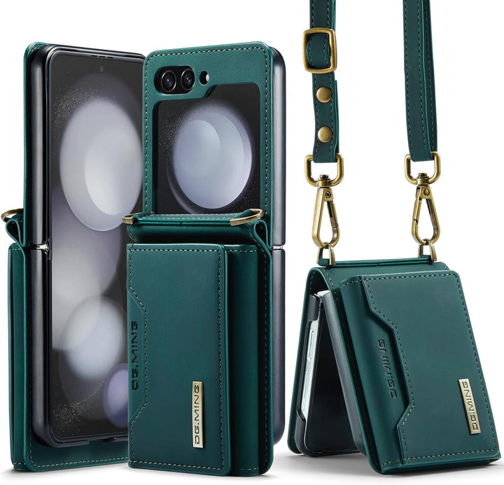 UDBKKDX Brieftasche Handyhülle für Samsung Galaxy Z Flip 5, hülle Mattes Leder mit Ständer Kameralin