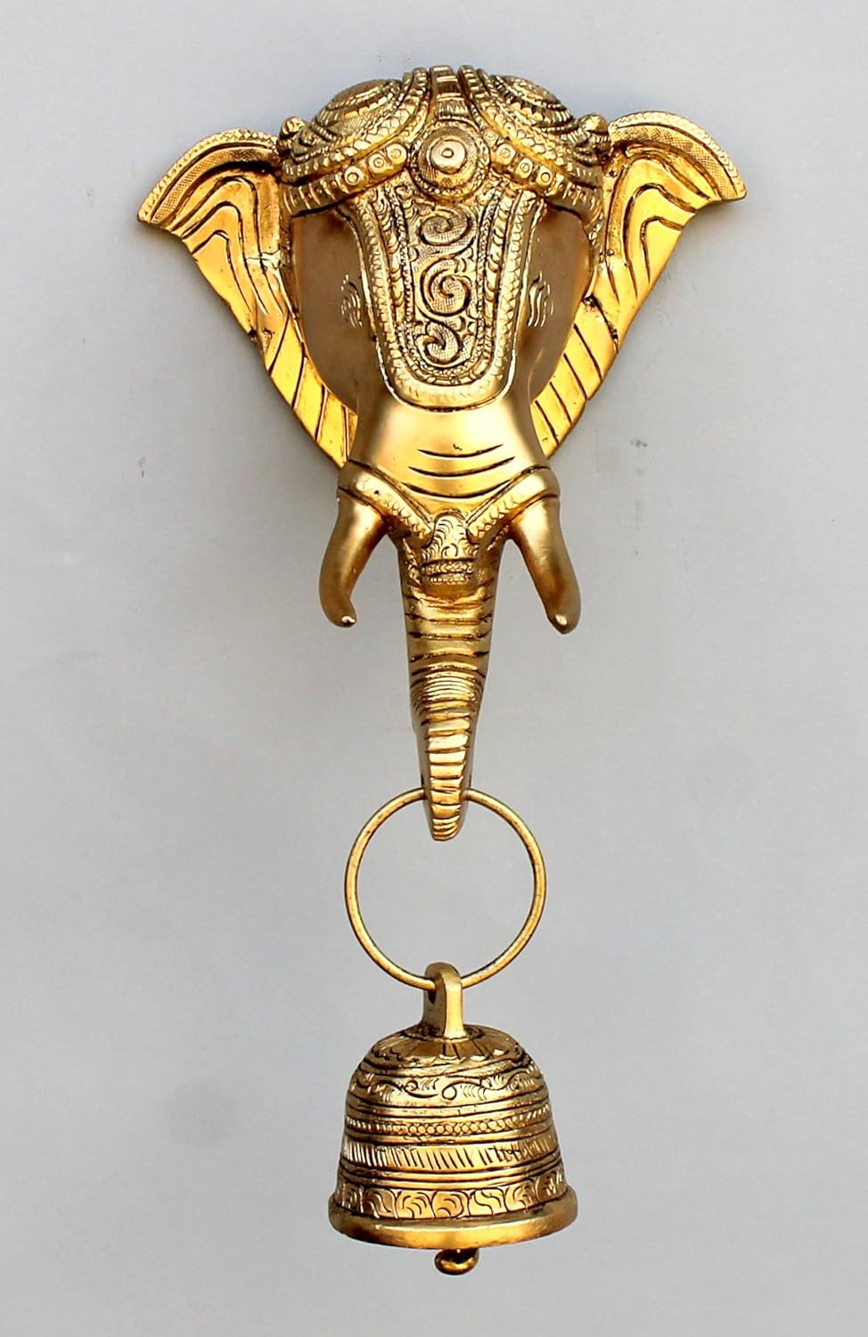 StonKraft Schöner Türklopfer mit Elefantengesicht, Türdekoration mit Messingglocke für Tür- und Wand