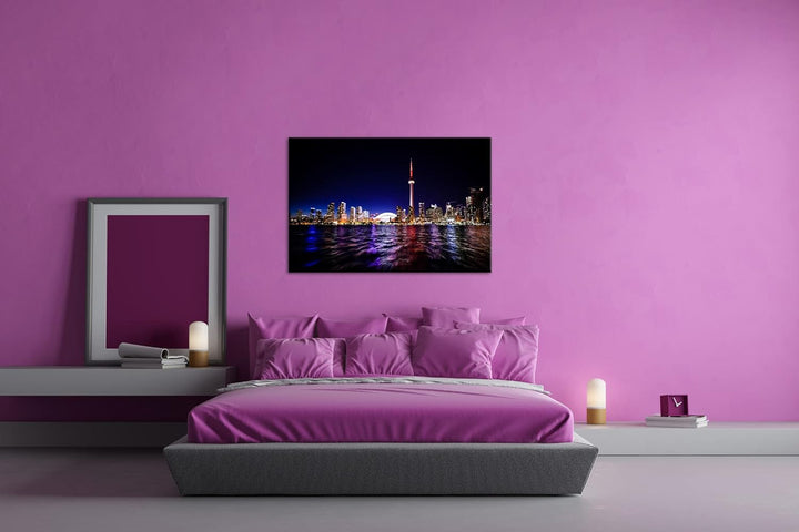 deyoli farbenfrohe Küste von Toronto Format: 80x60 als Leinwand, Motiv fertig gerahmt auf Echtholzra