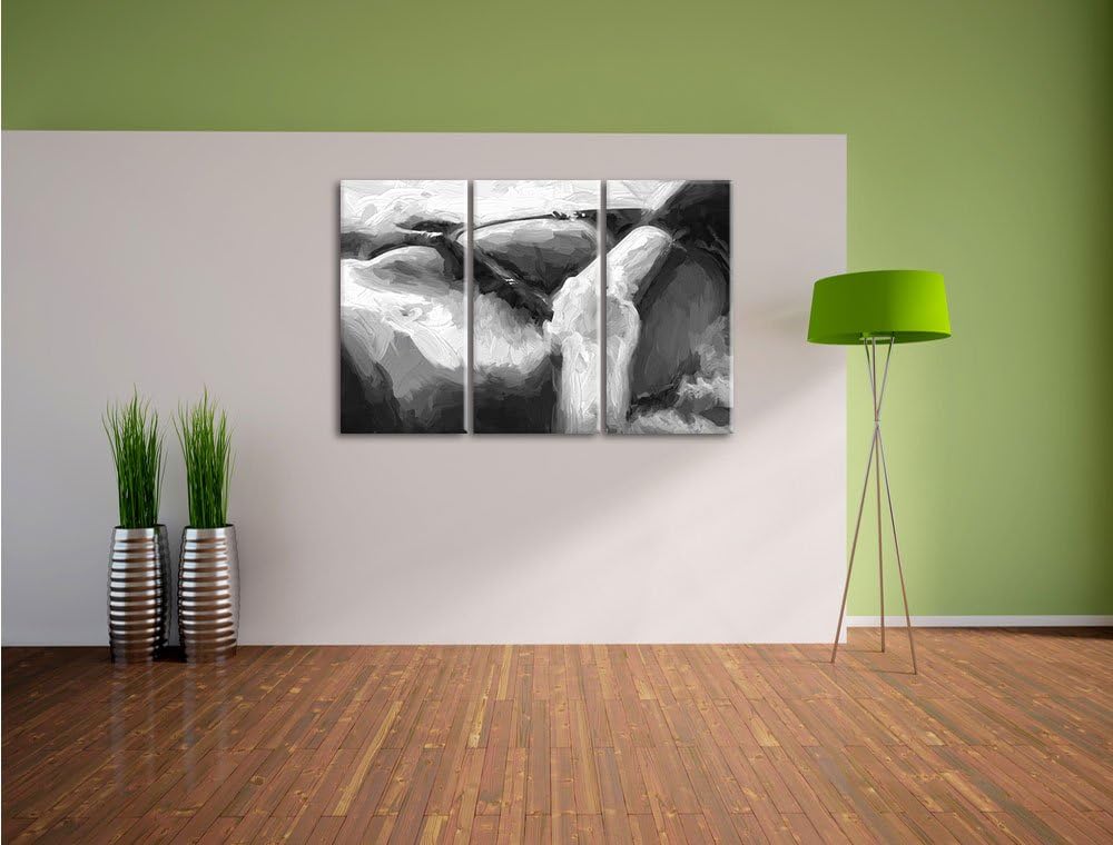 Pixxprint Sexy Frauenkörper mit Dessous Kunst Pinsel Effekt 3-Teiler Leinwandbild 120x80 Bild auf Le