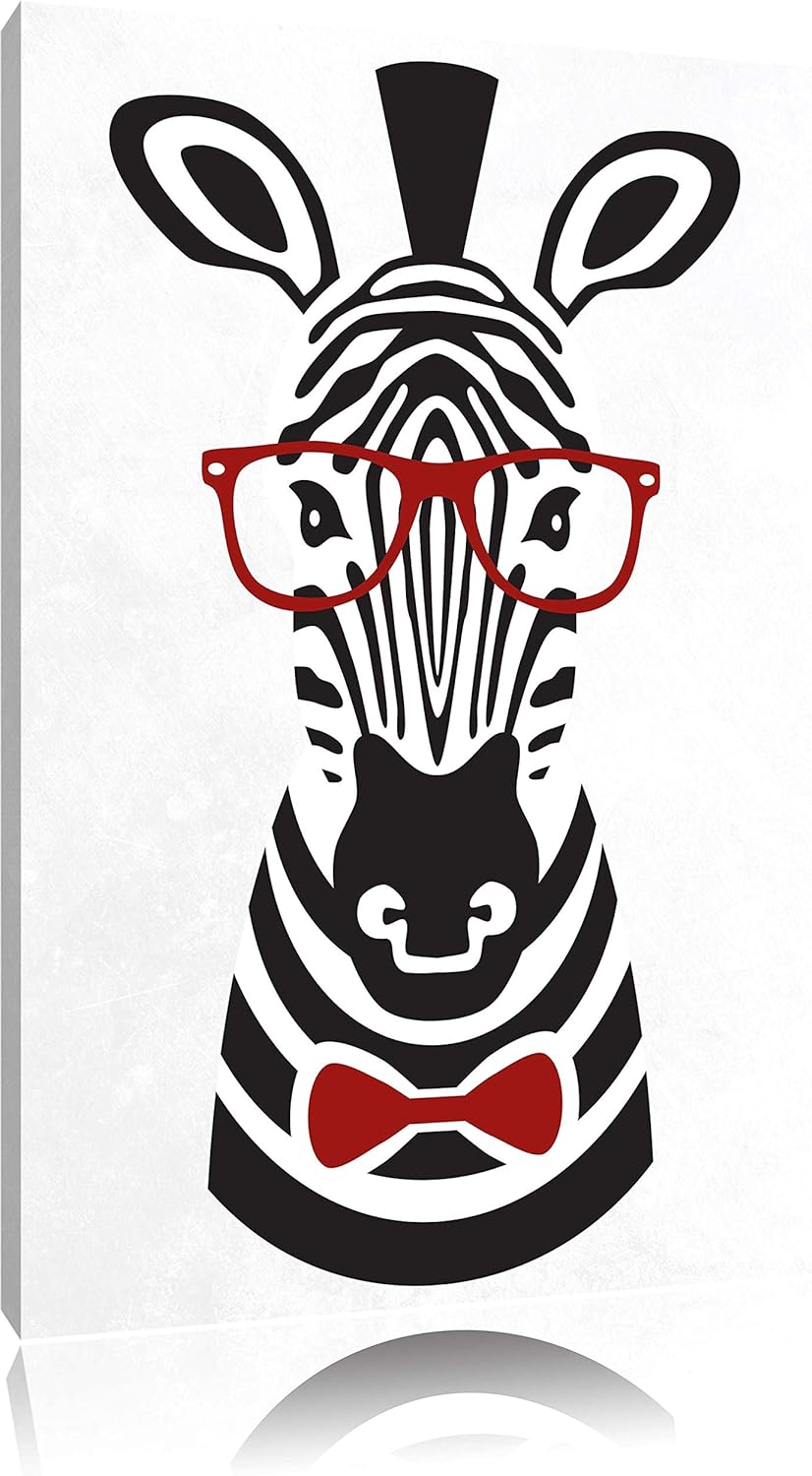 Pixxprint Hipster Zebra als Leinwandbild/Grösse: 100x70 cm/Wandbild/Kunstdruck/fertig bespannt 70x10