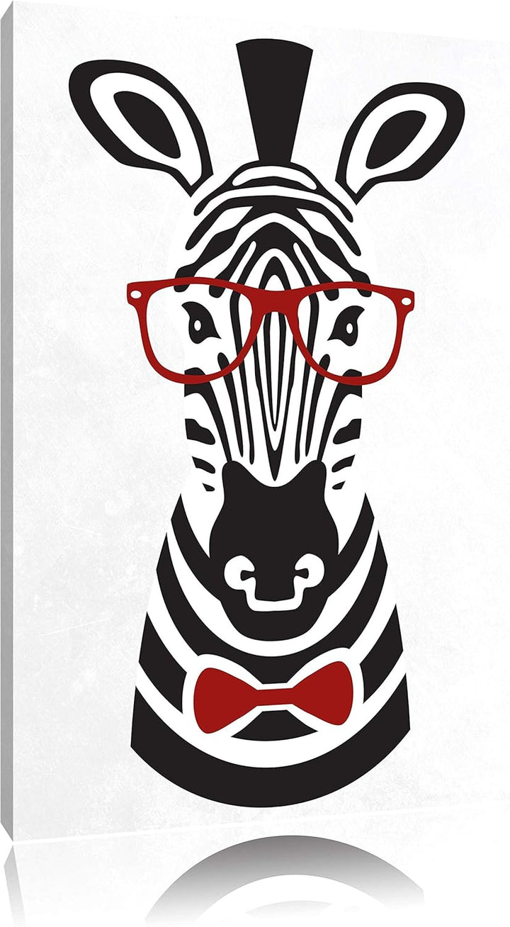 Pixxprint Hipster Zebra als Leinwandbild/Grösse: 100x70 cm/Wandbild/Kunstdruck/fertig bespannt 70x10