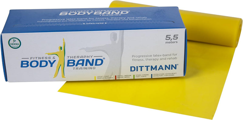 DITTMANN Body Band Fitnessband Gymanstik Expander Kraft 25m gelb (leicht)