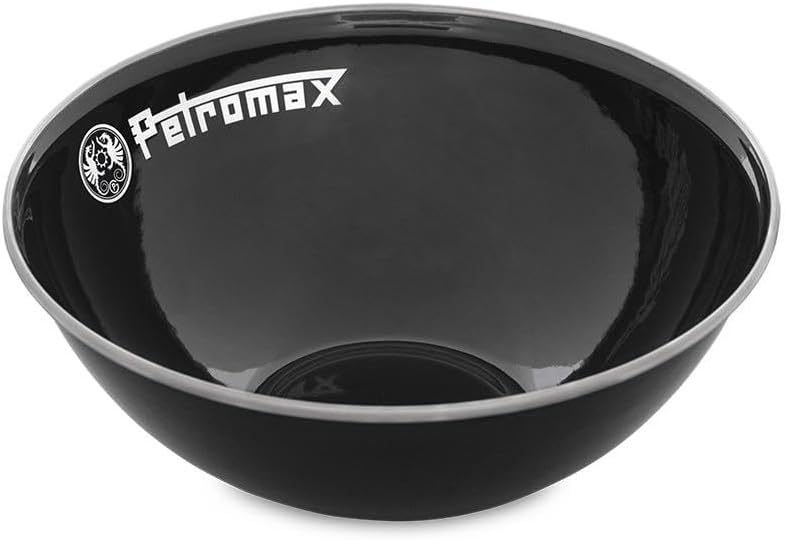 Petromax Emaille Schalen schwarz 2 Stück (1 Liter) | hochwertiger Edelstahlrand | hygienisch | leich