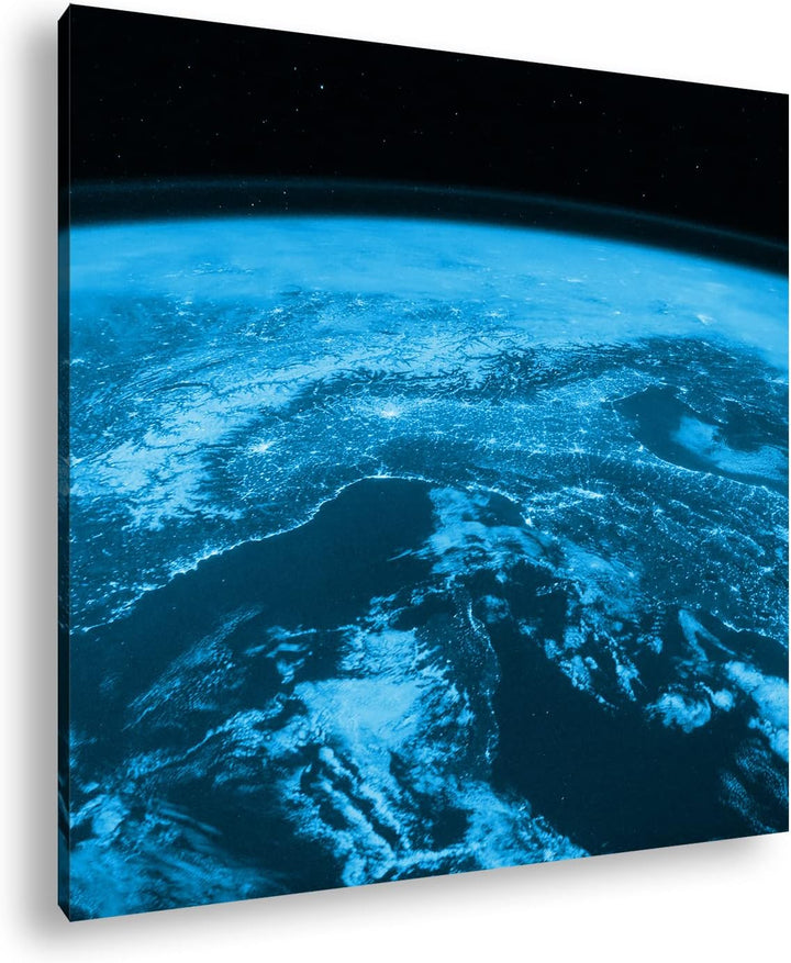 Sicht aus der ISS auf die Erde Format: 60x60 Effekt: Zeichnung als Leinwandbild, Motiv auf Echtholzr