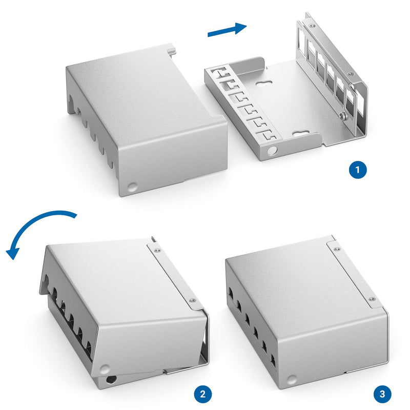 deleyCON 6 Port Patchpanel Set Patchfeld Verteilerfeld 1 HE + 6x RJ45 Keystone Jack Modul STP CAT6a