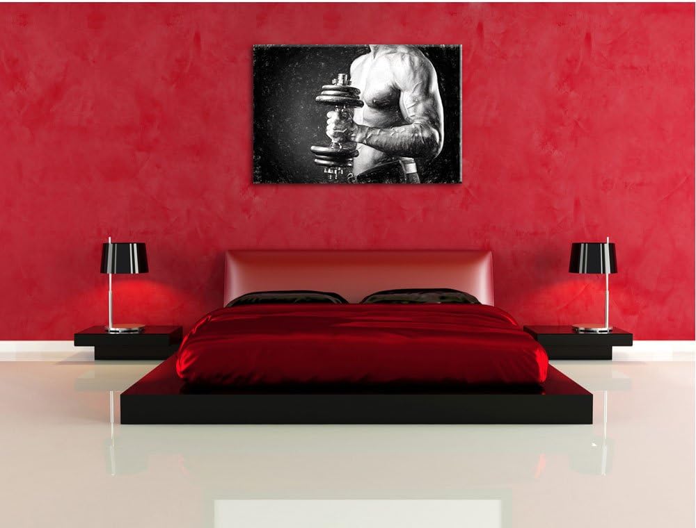 Bodybuilding Kohle Effekt, Format: 100x70 auf Leinwand, XXL riesige Bilder fertig gerahmt mit Keilra