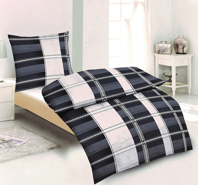 Dresscode 3tlg Bettwäsche Set Microfaser Übergrösse 200 cm x 220 cm + 80 cm x 80 cm NEU Streifen Wei