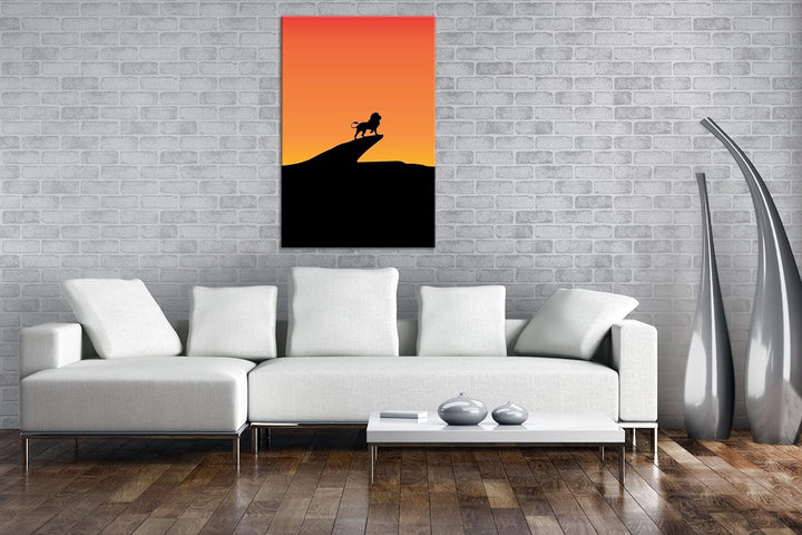 deyoli Löwe auf steinernen Felsen Format: 80x60 als Leinwandbild, Motiv fertig gerahmt auf Echtholzr