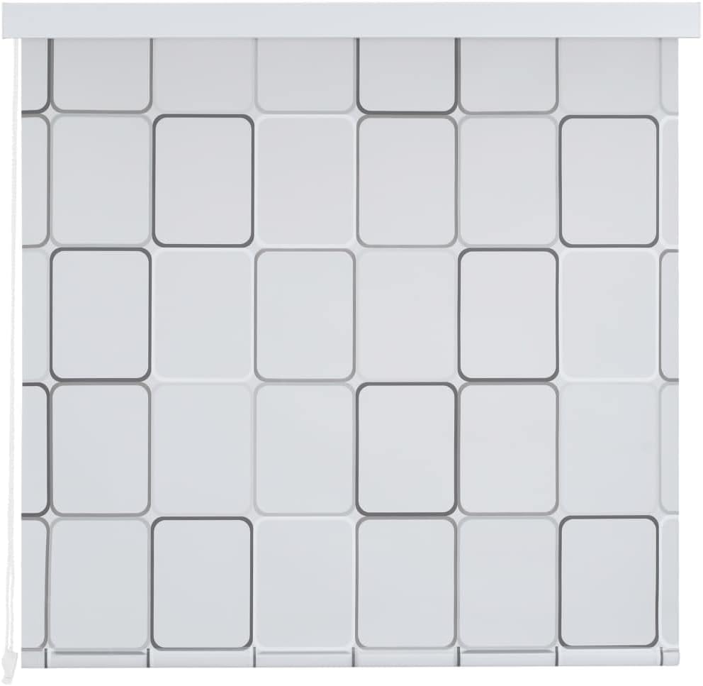 Gecheer Duschrollo Duschvorhang Rollo Badewannenvorhang 100 x 240 cm Quadratmuster