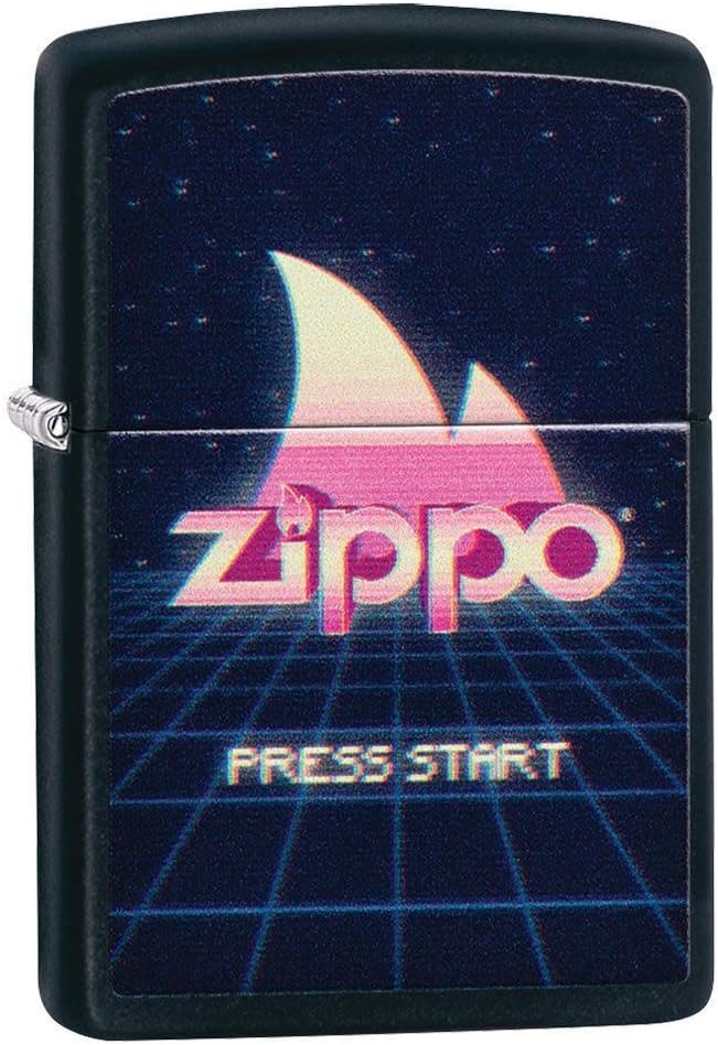 Zippo 49115 Unisex-Erwachsene Gaming Flame Logo Design BlackPocketClassicLighter,Schwarz,Matt,Einhei
