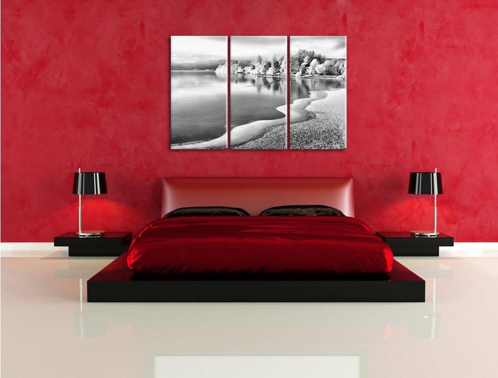 Pixxprint Winterlandschaft Wald Schnee als Leinwandbild/Grösse: 3 Teilig (120x80) cm/Wandbild/Kunstd