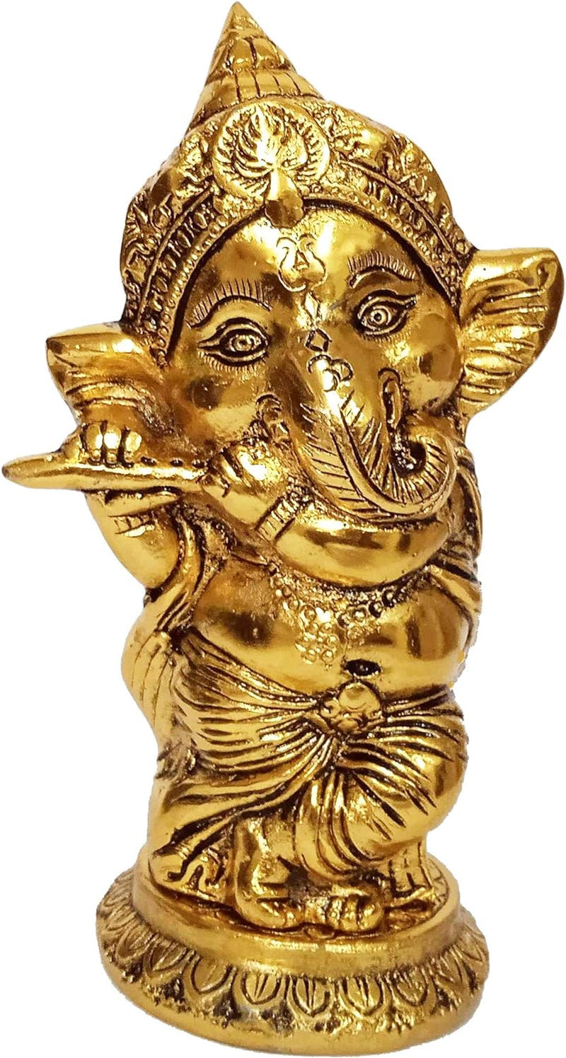 Purpledip Metallstatue Ganesha Ganapti Spielflöte (12267)